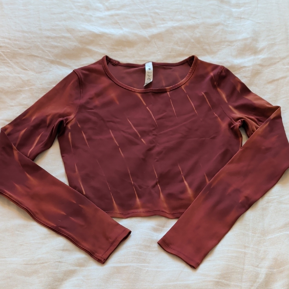 Lululemon Wunder Train Tie-dye Cropped Long Sleeve Shirt Size 4